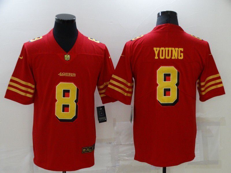 Men 2025 Nike San Francisco 49ers #8 Young red gold Limited NFL Jersey style 01